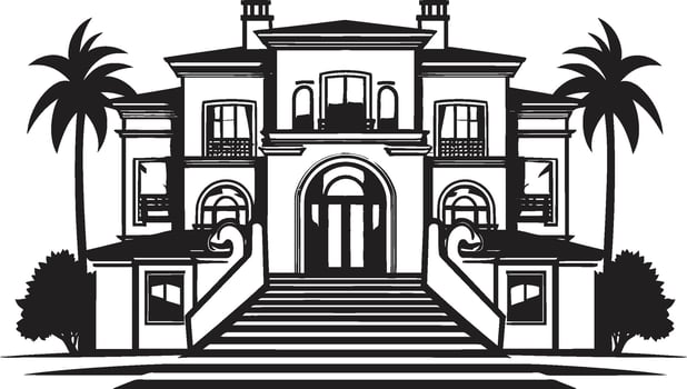 Villa Vista Badge Stylish Emblem with Modern Villa Icon Metropolitan Retreat Insignia Opulent Modern Villa Logo for Premium Branding vector