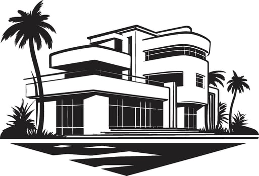 Metropolitan Retreat Insignia Opulent Modern Villa Logo for Premium Branding Urban Utopia Crest Vector Design of a Modern Villa for City Living