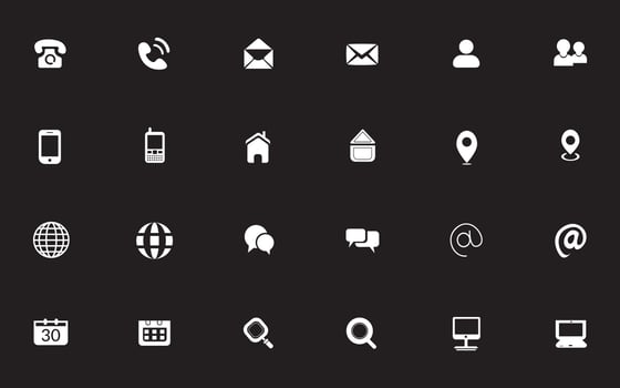 Contact related icon set, Essential Flat Stroke Circular Web Icon Set Phone Contact Location Button, Web icon, contact us icon, address, location, email, phone. Contact information symbols collection. vector