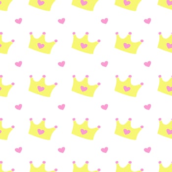 Pattern with crowns for a little prince or princess. Seamless pattern for background, birthday, party vector
