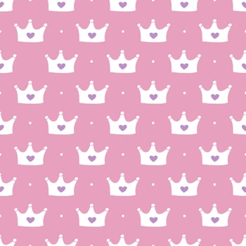 Pattern with crowns for a little prince or princess. Seamless pattern for background, birthday, party vector