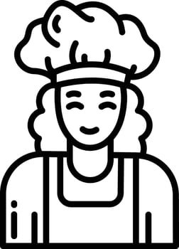 Woman Baker outline vector illustration