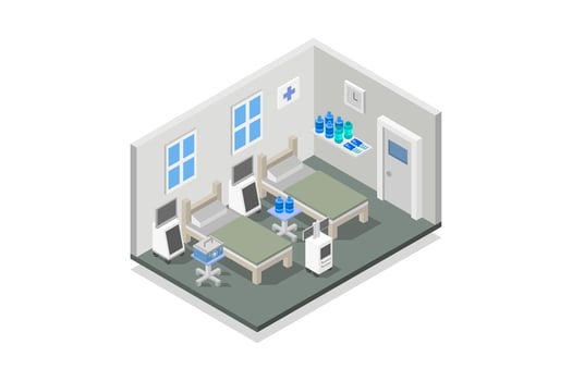 Hospital room isometric on white background vector