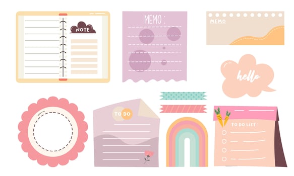 Cute hand drawn planner, journal, notepad, paper vector illustration