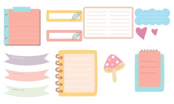 Cute hand drawn planner, journal, notepad, paper vector illustration
