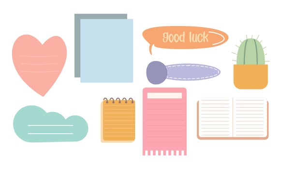 Cute hand drawn planner, journal, notepad, paper vector illustration