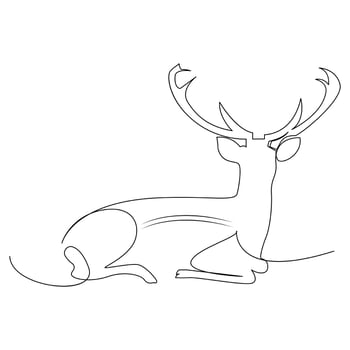 Deer one line art drawing minimalist design vector and illustration