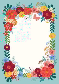 adorable flowers bouquet frame wreath border garland hand drawn clipart element illustration for invitation greeting birthday party celebration wedding card poster banner background wallpaper vector