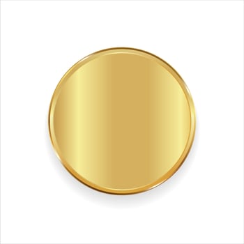 Realistic round shiny blank gold award badge illustration vector