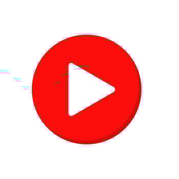 Play button icon vector on red circle