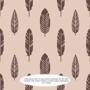 seamless pattern of bird feathers on a brown background vector