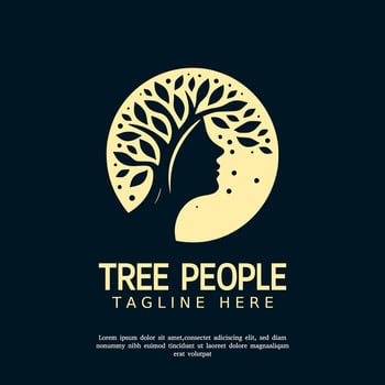 tree human head logo design template vector