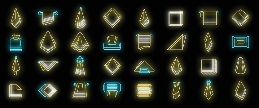 Handkerchief icons set vector neon