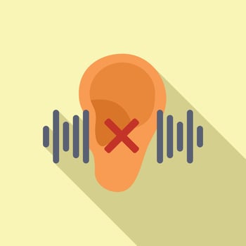 Ear deafness icon flat vector. Hearing aid help vector