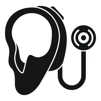 Modern hearing aid icon simple vector. Tool deafness mute vector