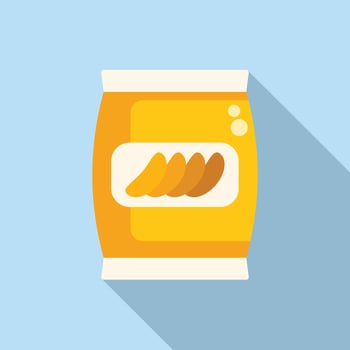 Cold snack pack icon flat vector. Chips package vector