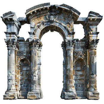 AI generated Ancient Greek arch of triumph PNG. Ancient Greek architecture including he Doric order, the Ionic order, and the Corinthian order PNG