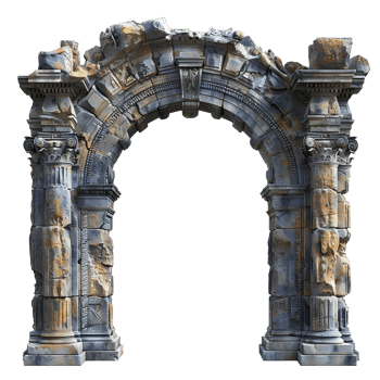 AI generated Ancient Greek arch of triumph PNG. Ancient Greek architecture including he Doric order, the Ionic order, and the Corinthian order PNG