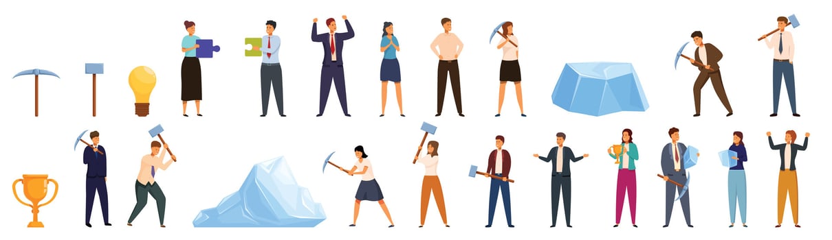 Icebreaker icons set cartoon vector. People team career vector
