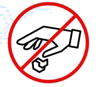 No littering sign Hand gesture red black. Don t drop waste sign. Keep clean vector