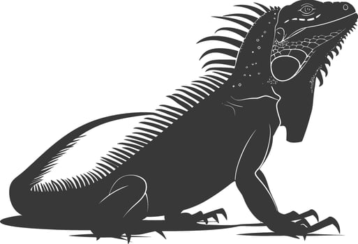 AI generated Silhouette Iguana Animal black color only full body vector