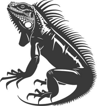 AI generated Silhouette Iguana Animal black color only full body vector