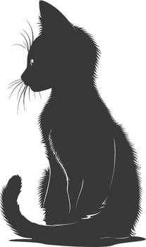 AI generated Silhouette kitten cute animal black color only full body vector