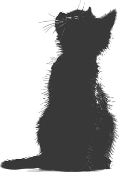 AI generated Silhouette kitten cute animal black color only full body vector