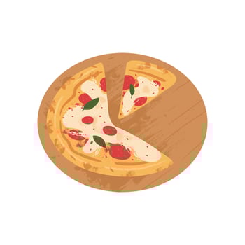 Pepperoni pizza isolated on white background. flat illustration. vector