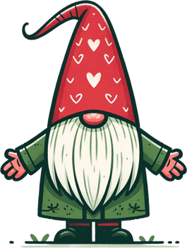 AI generated Green-Hatted Gnome with Long White Beard and Heart Tunic png
