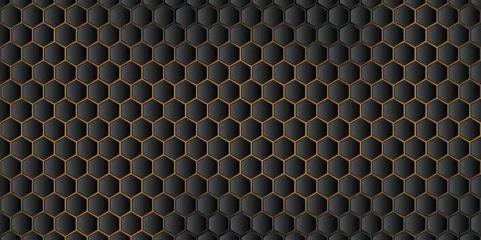 Hexagonal Black background with Orange light vector