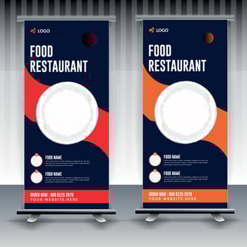 Fast Food Roll Up Banner Design Template cooking, cafe and restaurant menu, food ordering, junk food. illustration for banner, poster, flyer, cover, menu, brochure vector