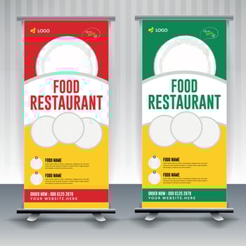 Fast Food Roll Up Banner Design Template cooking, cafe and restaurant menu, food ordering, junk food. illustration for banner, poster, flyer, cover, menu, brochure vector