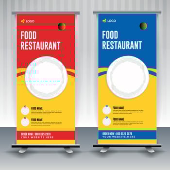 Fast Food Roll Up Banner Design Template cooking, cafe and restaurant menu, food ordering, junk food. illustration for banner, poster, flyer, cover, menu, brochure vector