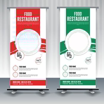 Fast Food Roll Up Banner Design Template cooking, cafe and restaurant menu, food ordering, junk food. illustration for banner, poster, flyer, cover, menu, brochure vector