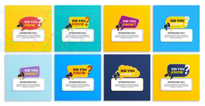 Collection of fun fact did you know with megaphone design vector