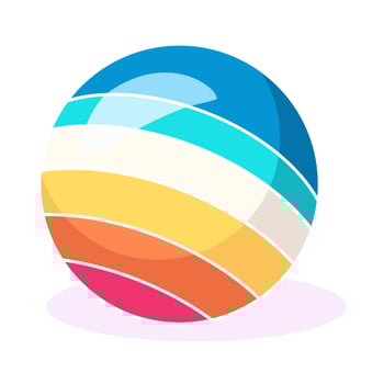 Beach Ball Colorful Vector Flat Illustration. Perfect for different cards, textile, web sites, apps