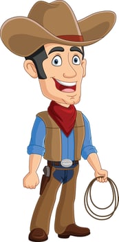 Cartoon cowboy holding a lasso vector