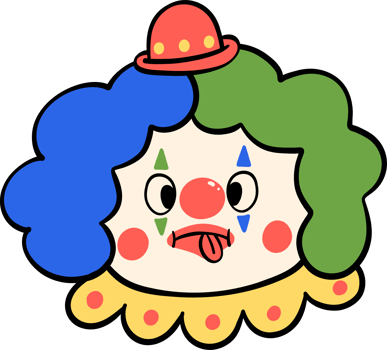 Playful Clowncore Cartoon Cute and Vibrant Doodle Drawing png