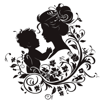 AI generated mother and son shadow png