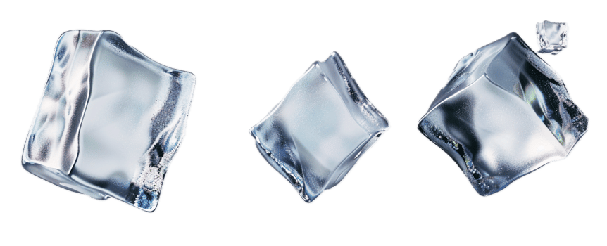 AI generated Crystal Clear Ice Cubes png
