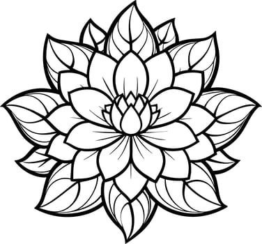 a drawing of a lotus flower with leaves and leaves vector