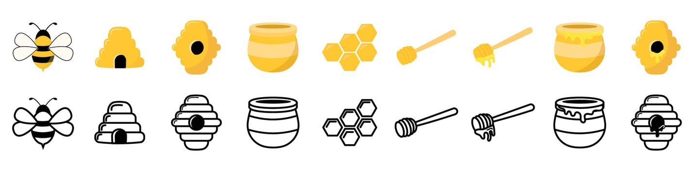 honey bee icon, honey comb , royal jelly bee hive vector