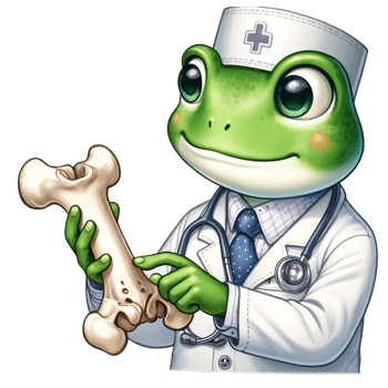 AI generated Frog Orthopedist with human Bone Model watercolor clipart. AI Generated png