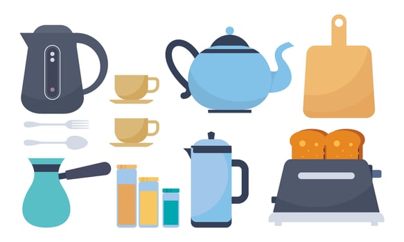Set of kitchen equipment icon logo vector