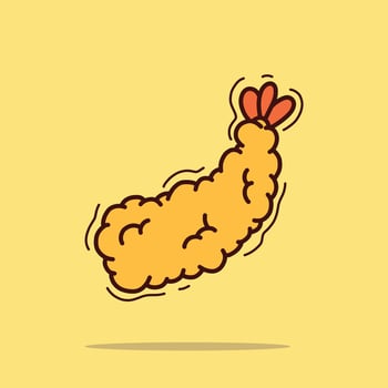hand drawn tempura fried shrimp japanese food ebi delicious prawns vector