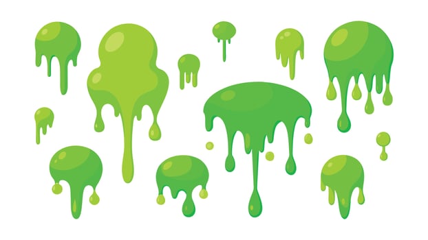Set of Dripping green goo slimes minimal isolated flat pro collection illustration on white background vector