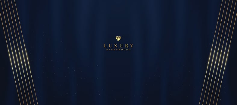 Luxurious dark blue background with sparkling gold and glitter. modern elegant abstract background vector