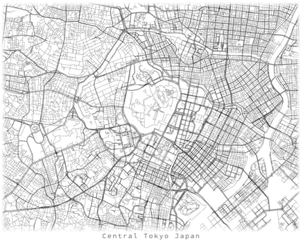 Central Tokyo Japan,Urban detail Streets Roads Map  ,vector element template image vector