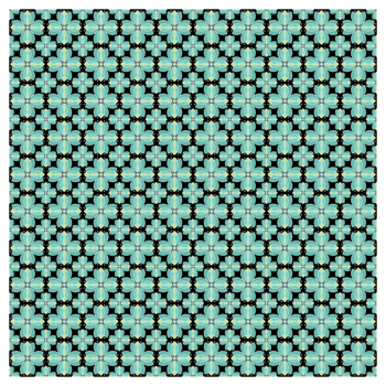 Retro Modern Flowers Teal Blue And Green Mid Century Floral Pattern png